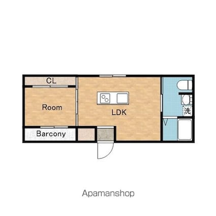 ＳＴＡＹ　ＴＨＥ　ＨＯＵＳＥ　日根野ＥＡＳＴ[1LDK/33.12m2]の間取図