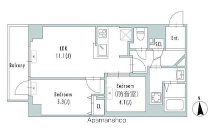 ＧＲＡＮ　ＰＡＳＥＯ上野御徒町[2LDK/48.76m2]の間取図