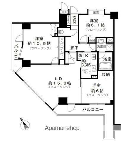 国立市東のマンションの間取り