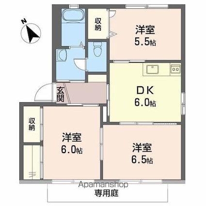 バリュージュ新居　Ａ棟[3DK/54.08m2]の間取図