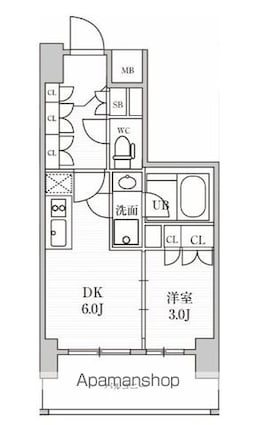 シーズンフラッツ上野稲荷町[1DK/27.03m2]の間取図