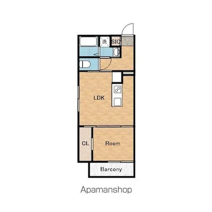 ＳＴＡＹ　ＴＨＥ　ＨＯＵＳＥ　日根野ＥＡＳＴ[1LDK/33.12m2]の間取図