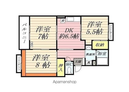 トリヴァンベール美船[3DK/62.29m2]の間取図
