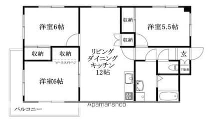 ハープ・スクウェアー[3LDK/66.34m2]の間取図