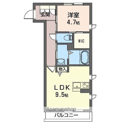 カームリバー[1LDK/39.33m2]の間取図