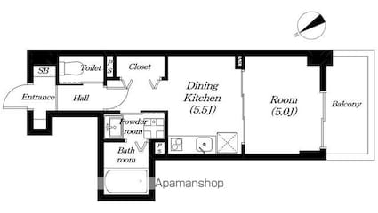 仮称）一里山２丁目共同住宅[1DK/29.73m2]の間取図
