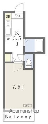 ＫＢコート土居田Ⅰ[1K/23.6m2]の間取図