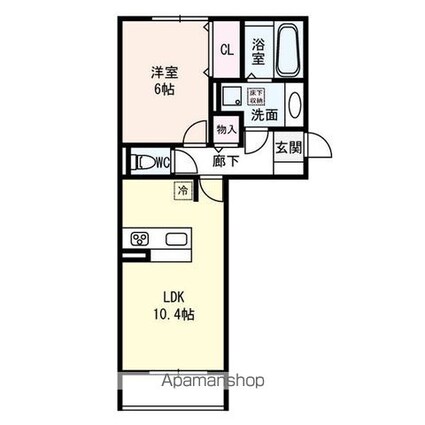 ローズパル[1LDK/42.62m2]の間取図