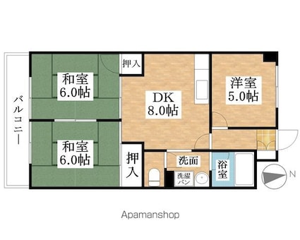 グランメゾン金城[3DK/53.5m2]の間取図