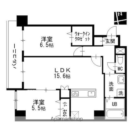 プライムコート[2LDK/66.78m2]の間取図