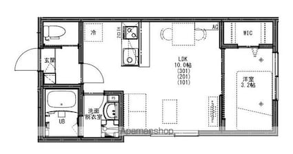 ＫＥＩＡＩ　ＲＥＳＩＤＥＮＣＥ　北小金[1LDK/31.4m2]の間取図