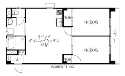 アルジェント朝生田[2LDK/52.92m2]の間取図