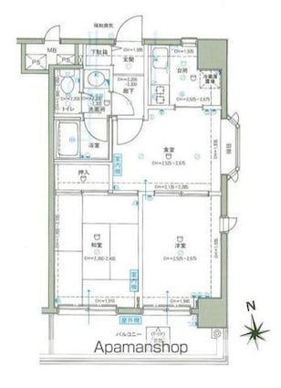 新宿御苑ダイカンプラザ[2DK/42.12m2]の間取図