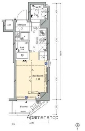 アルテシモ　リンク　コモド[1R/20.6m2]の間取図