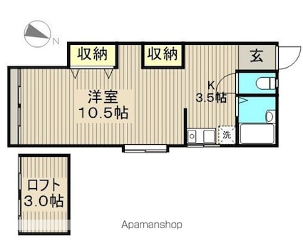 ゆかりハイツ[1K/30m2]の間取図