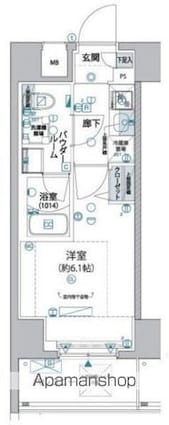 ヴァローレ松戸フィーロ[1K/21.02m2]の間取図
