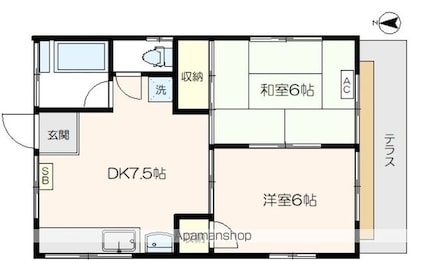 第二大野ハイツ[2DK/39.66m2]の間取図