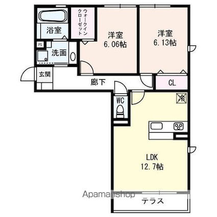 フォルトゥーナＭⅡ[2LDK/60.43m2]の間取図