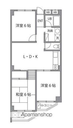 富士深大寺マンション[3LDK/58.85m2]の間取図