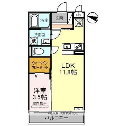 フェアレーン高野台　　Ⅱ[1LDK/37.53m2]の間取図