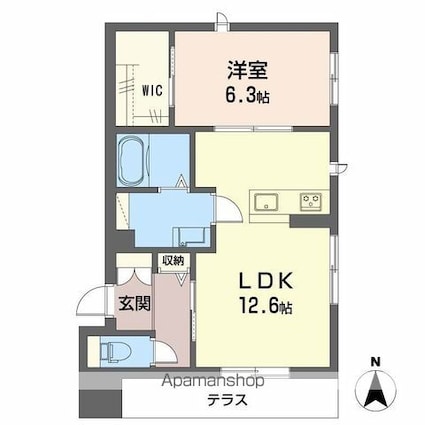 ハルミエールⅡ[1LDK/49.74m2]の間取図
