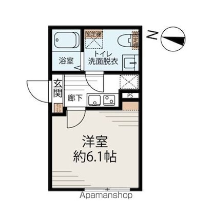 東京都中野区若宮１丁目[1K/20.04m2]の間取図