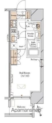 ブランシエスタ飯田橋[1K/27.2m2]の間取図