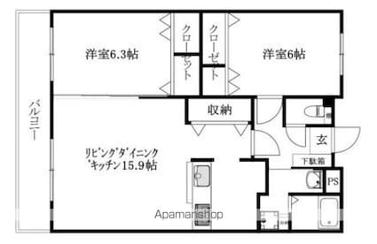 リベルタ　クワバラ[2LDK/66.6m2]の間取図