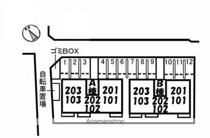 クレール藤　Ａ棟[1LDK/36.48m2]の配置図