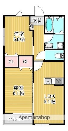 Ｌｅａｆ津福駅南[2LDK/50.08m2]の間取図