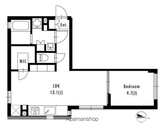 ｌａｐｕｌｅ目黒柿の木坂[1LDK/40.52m2]の間取図