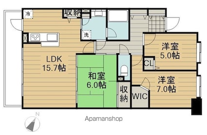 東京都立川市富士見町１丁目[3LDK/75.84m2]の間取図