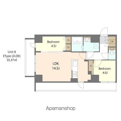Ｓ－ＲＥＳＩＤＥＮＣＥ高島平ａｓｏｌｅａ[2LDK/55.37m2]の間取図