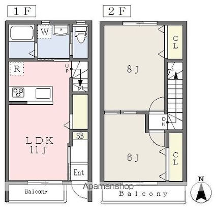 メゾン・ド・シュシュ[2LDK/62m2]の間取図