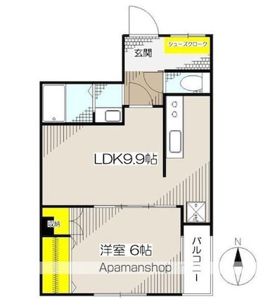 東京都世田谷区三軒茶屋２丁目[1LDK/38.36m2]の間取図
