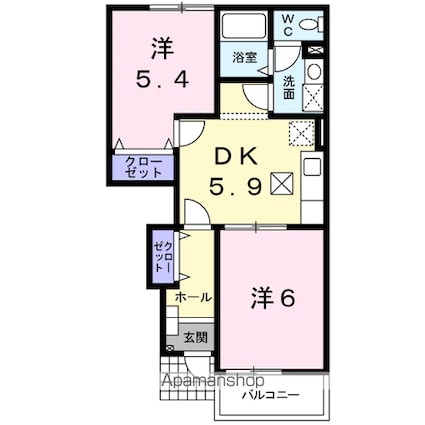 ル　トワ　ヴェールＢ[2DK/42.77m2]の間取図