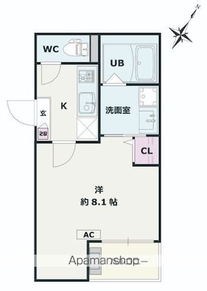 Ｊａｃｋ　ｋｏｇｕｋｉⅠ[1K/26.23m2]の間取図