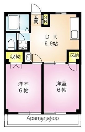 リバーサイド多摩[2DK/40.04m2]の間取図