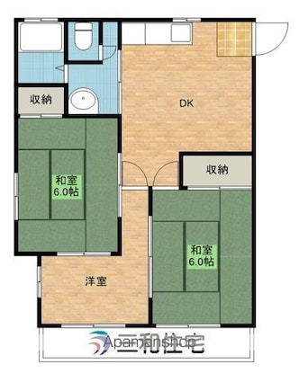 ドミールあたごＡ[3DK/57.41m2]の間取図