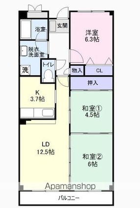 リサービア大津[3LDK/71.57m2]の間取図