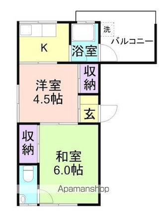 中之島アパート[2K/35m2]の間取図