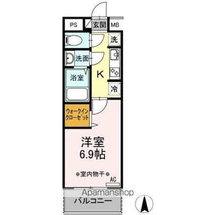 東京都小金井市梶野町５丁目[1K/25.19m2]の間取図