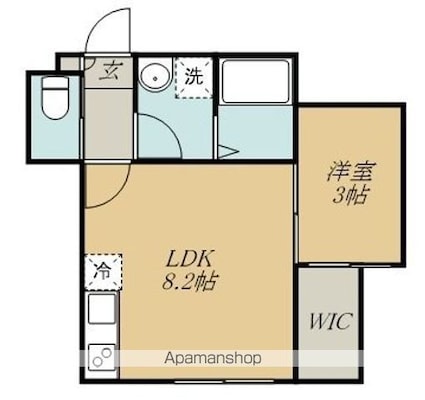 シャイニングパレス宮城野原[1LDK/29.3m2]の間取図