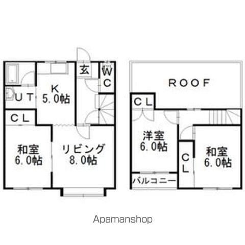 西岡4条13丁目メゾネットの間取り写真