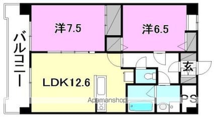 プレジール来住[2LDK/65m2]の間取図