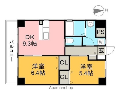 みつばちレジデンス[2DK/49.41m2]の間取図