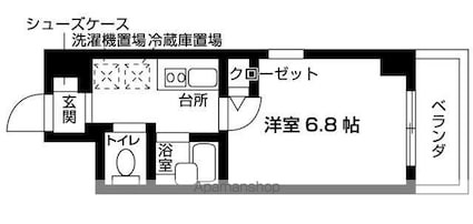 レジディア中野富士見台[1K/21.3m2]の間取図