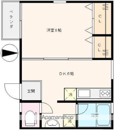 コーポ中央[1DK/30m2]の間取図