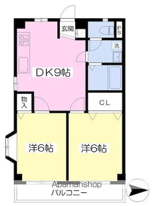 コーポレ古三津[2DK/48.74m2]の間取図