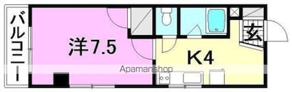 ボナール一番館[1K/23.6m2]の間取図